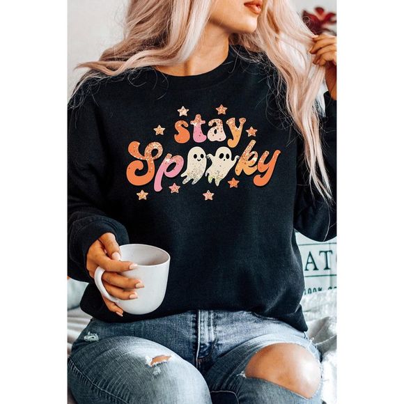 Azura Exchange  Black Halloween stay Spooky Graphic Sweatshirt - Picture 9 of 10